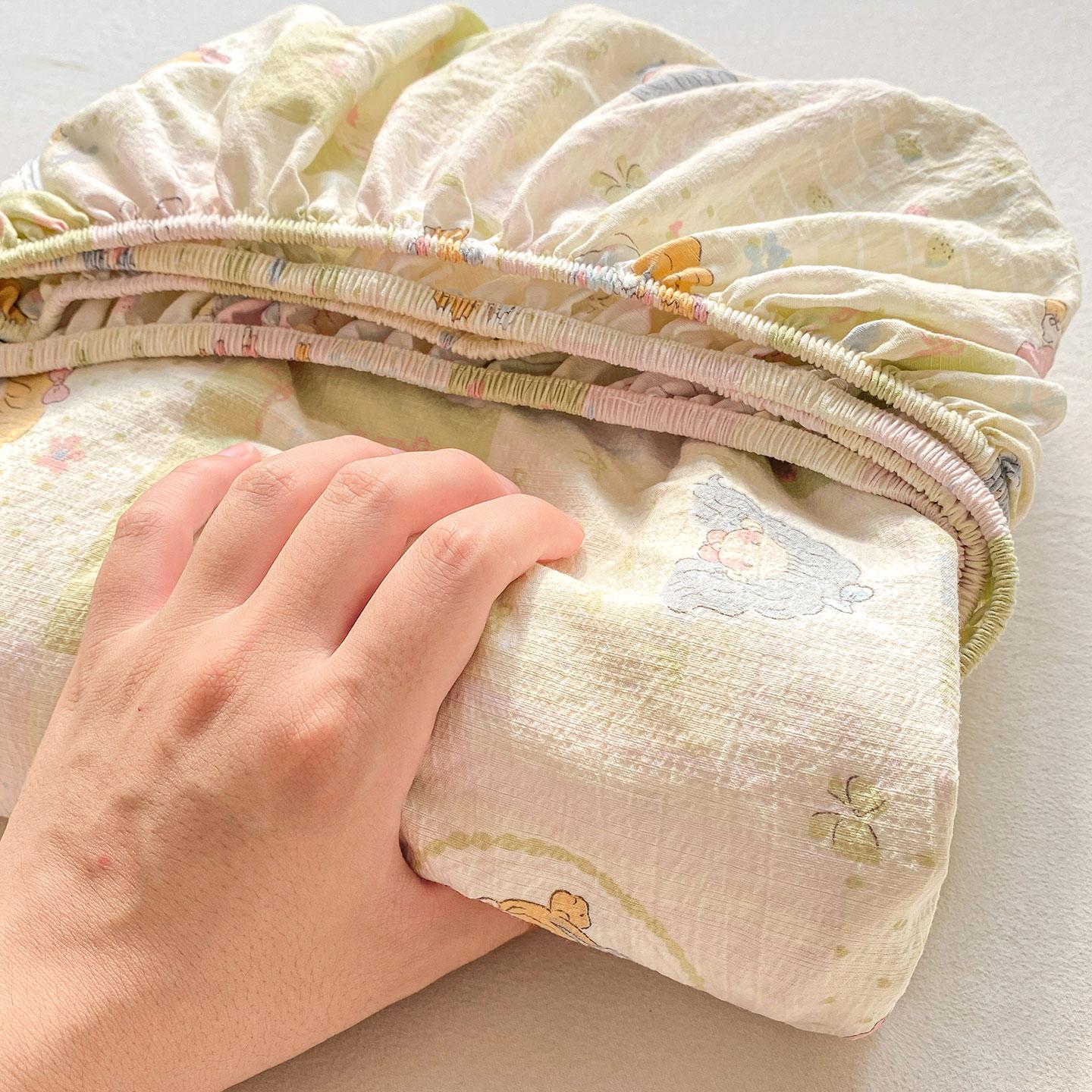 

Простыня на резинке из стираного хлопка, нескользящий регулируемый наматрасник с принтом из чистого хлопка для двуспальной, королевской и полуторной кровати 150x200cm 3pcs