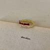 Real Gold Electroplated Zircon Oil Drop Gourd Flower Opening Ring Retro Temperament Index Finger Ring Light Luxury High-end Jewelry