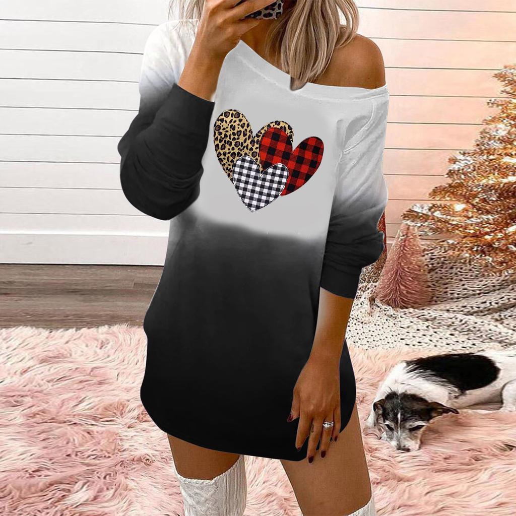 Mujeres fuera del hombro Día de San Valentín Estampado Girasol Girasol  Otoño Vestido Casual comprar a buen precio — entrega gratuita, reseñas  reales con fotos — Joom