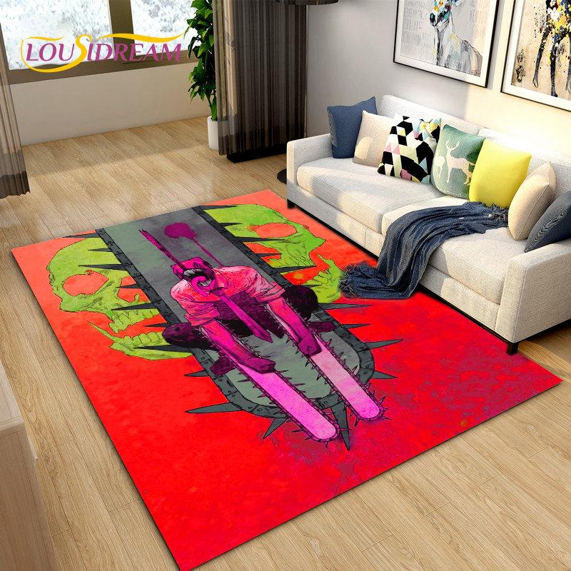 3D Anime Chainsaw Man Denji Cartoon Area Rug,Carpet Rug for Living Room Bedroom Sofa Doormat Decoration, Kids Non-slip Floor Mat