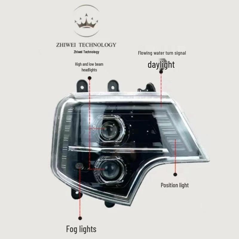 Sinotruk Howo T7H LED Dual Projector Headlight Assembly - Super Bright Flowing A7 T5 Driver s side headlight