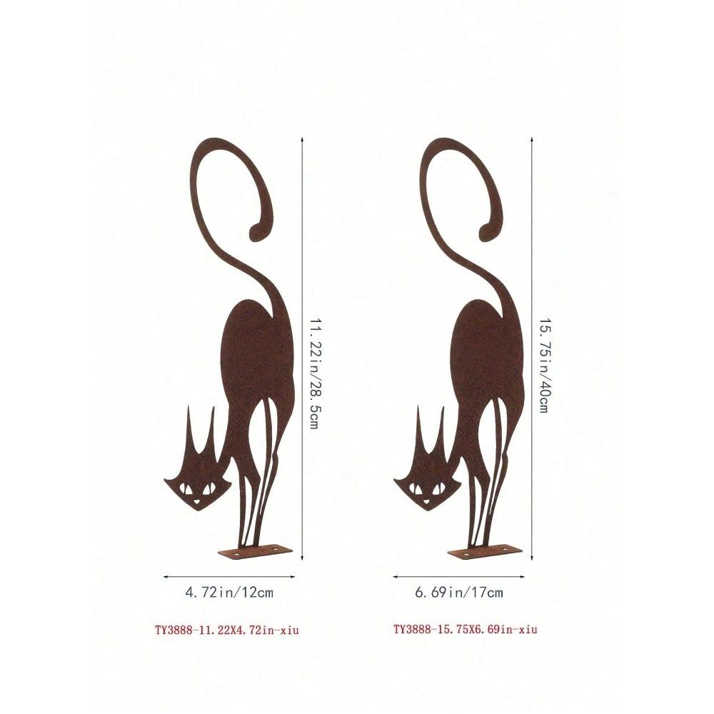 Rostige Katze Metall Gartenzaun Dekoration, Outdoor Rasenkunst Für Katzenliebhaber, Vintage Tier Silhouette Hofschild, Gartenparty Zubehör, Einfache Installation