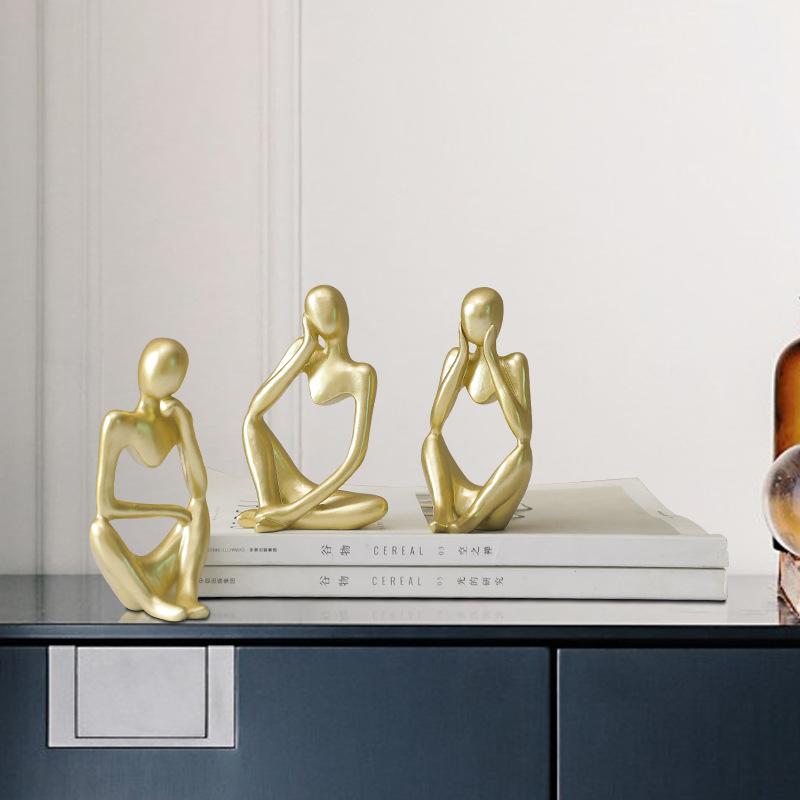 Modern Minimalist Mini Thinker Sculpture Set Luxury Living Room Decorations Abstract Creative Home Accessories for Sample Room