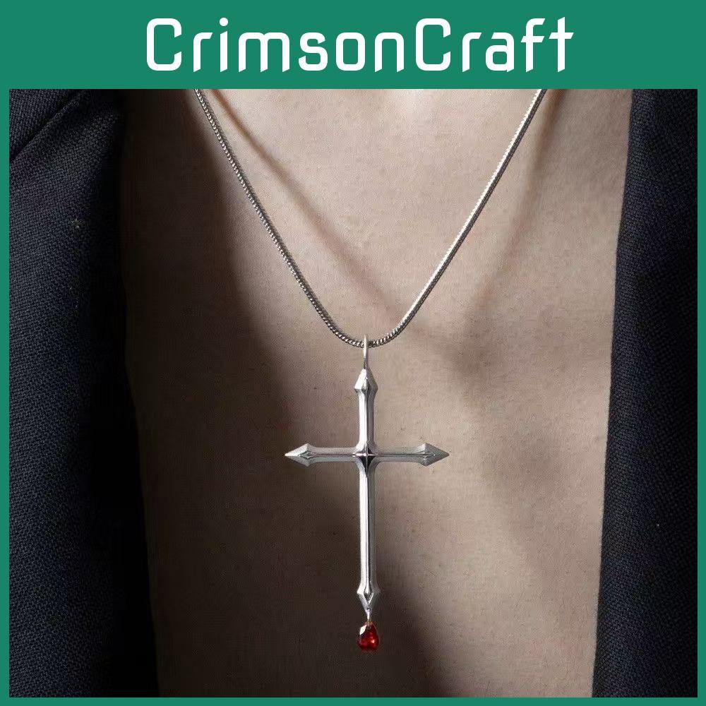 Chic Cross Necklace Alloy Necklace With Geometric And Rhinestone Decor Daily For