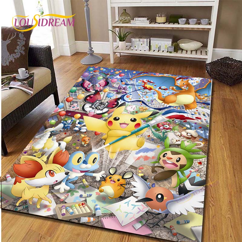 Pikachu Anime Pokemon Carpet Kids Carpets Living Room Tea Table Mats Bedroom Rug Washable Floor Mats Household Area Mat Dinosaur Rug