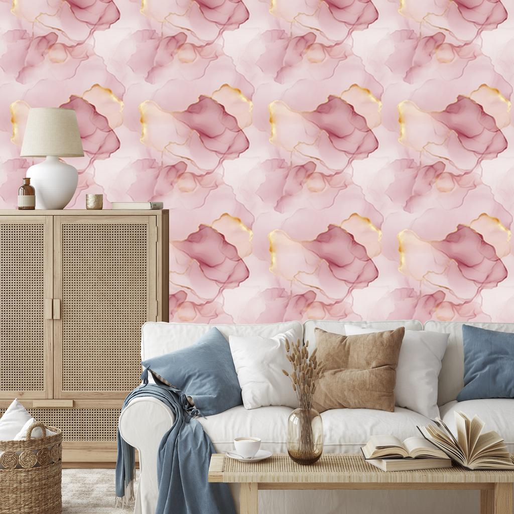 Ink Coral, White and Red Wallpaper for Living Room and Bedroom 50x1000