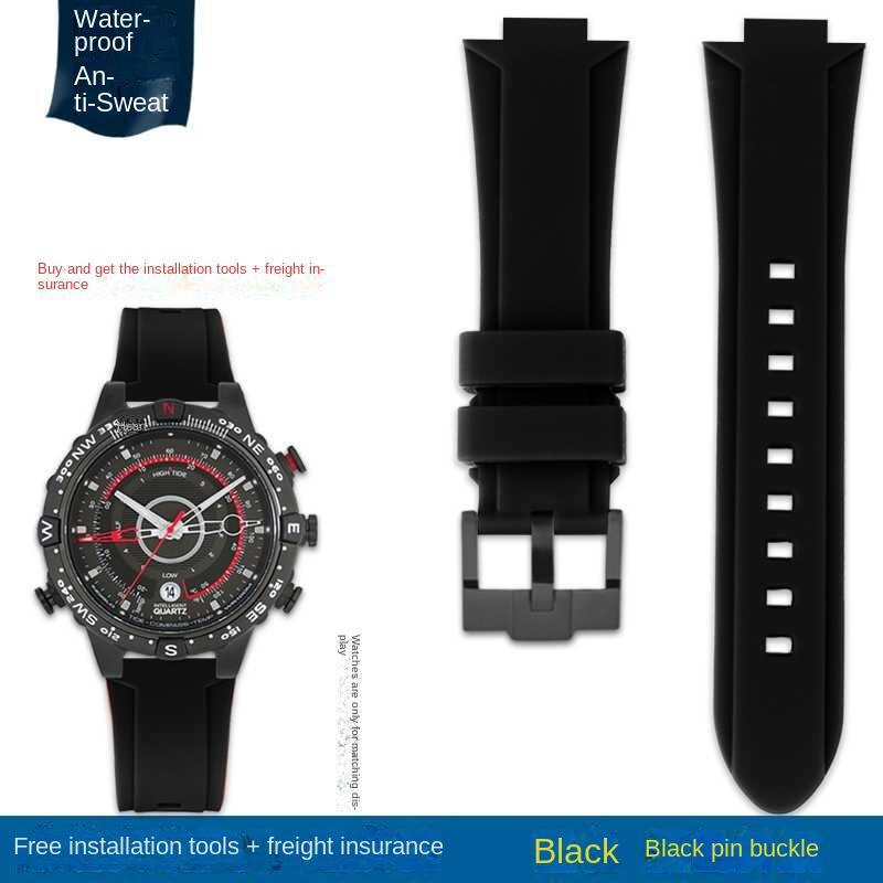 Bracelet de montre convexe Bracelet en silicone pour timex T2N738 T2N739 T2N720 T2N721 T49706 Bracelet de montre à boucle déployante Bracelet en caoutchouc 24X16mm