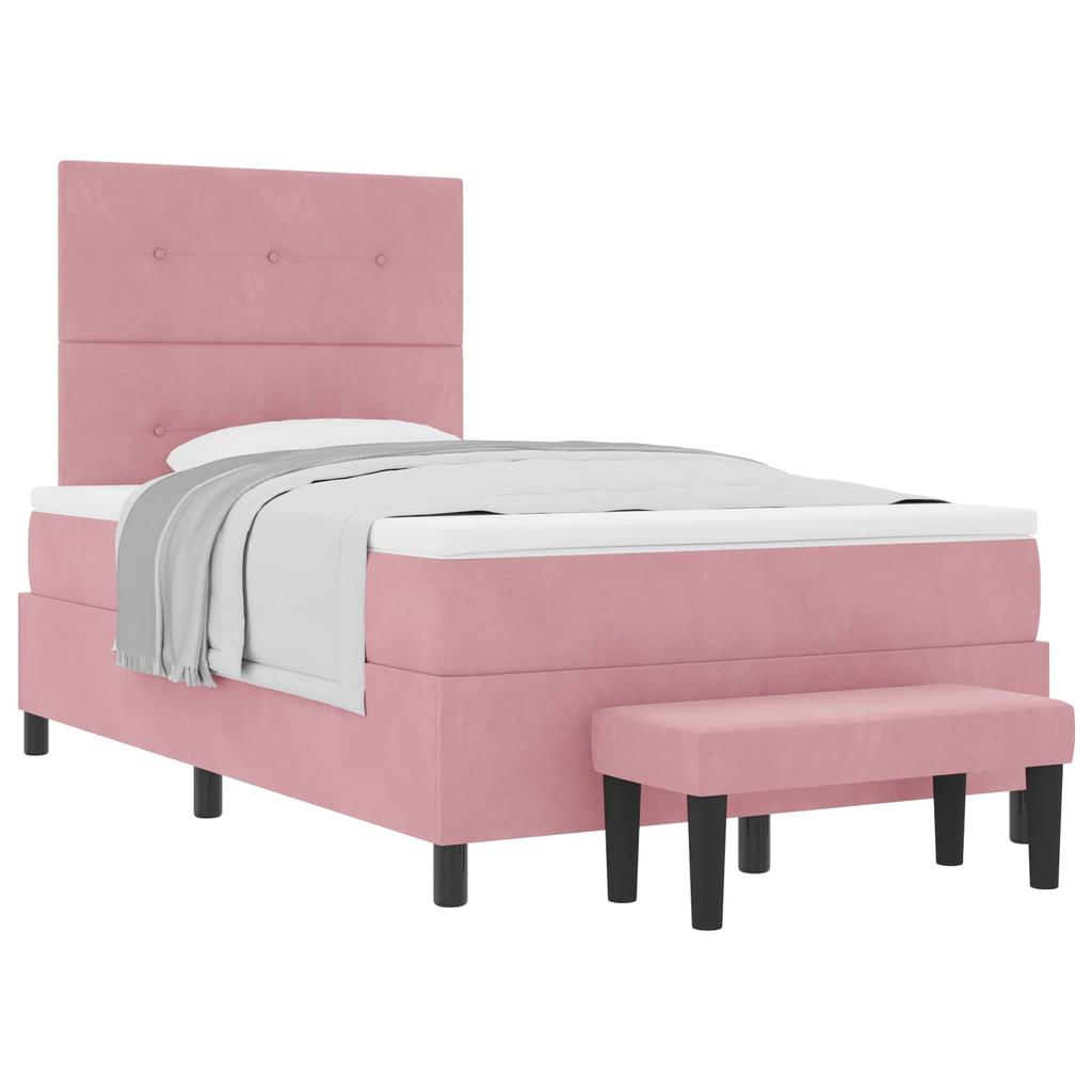 Box Spring Bed with Headboard Pink 190 x 120 cm Velvet