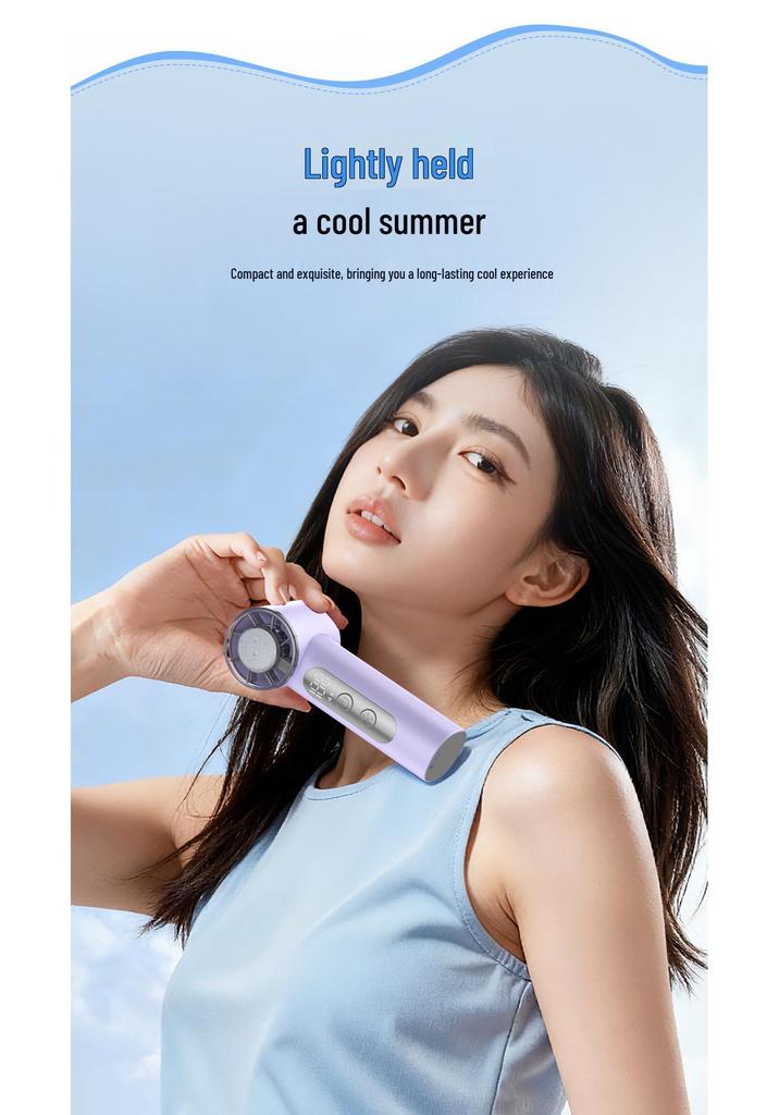 T72 Handheld USB Fan with Digital Display - Compact High-Speed Cooling for Outdoor Use