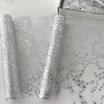 270*28cm Korean Chic Silver Star Advanced Sense Gauze Kpop 3-inch Photo Card DIY Packing Materials INS Package Decoration Mesh