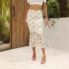 Summer 2024 Mesh Print Double-Layer Fishtail Skirt