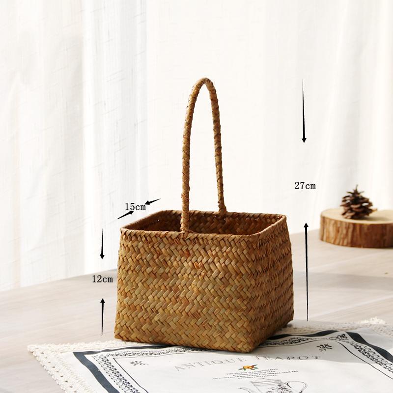 

Соломенная цветочная корзина, плетеная вручную, ящик для хранения, настольная цветочная композиция для гостиной, переносная корзина для хранения, коробки для сортировки дома