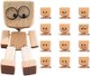 1 sada Třesoucí se dřevěná figurka muže s 12 magnetickými výrazy Ručně vyrobená třesoucí se nohy dřevěná panenka Dekorace na palubní desku auta, na stůl
