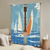2D Flat   2pcs 2D Flat Printing Nautical Grunge Style Racing Sailboats In A Windy Ocean Water Print Printed Curtains   Rod Pocket
