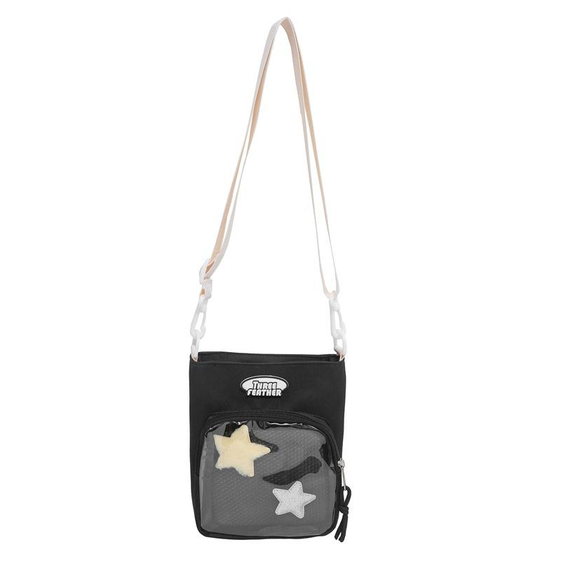 Mori Ins Exquisite Five-pointed Star Transparent Women's Pain Bag Mobile Phone Change Bag 25 New Literary One-shoulder Messenger Bag