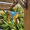 Light Tinkling Metal Bell Hand Carved Wooden Bird Wind Chime, Rustic Hanging Decor Painted Art with Rope, Wood Pendant for Garden Window Home