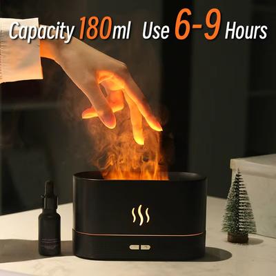 Diffusor Luftbefeuchter Ultraschall Kaltnebelgerät Vernebler LED Ätherisches Öl Flammenlampe Difusor Luftbefeuchter für Parfüm Diffusor