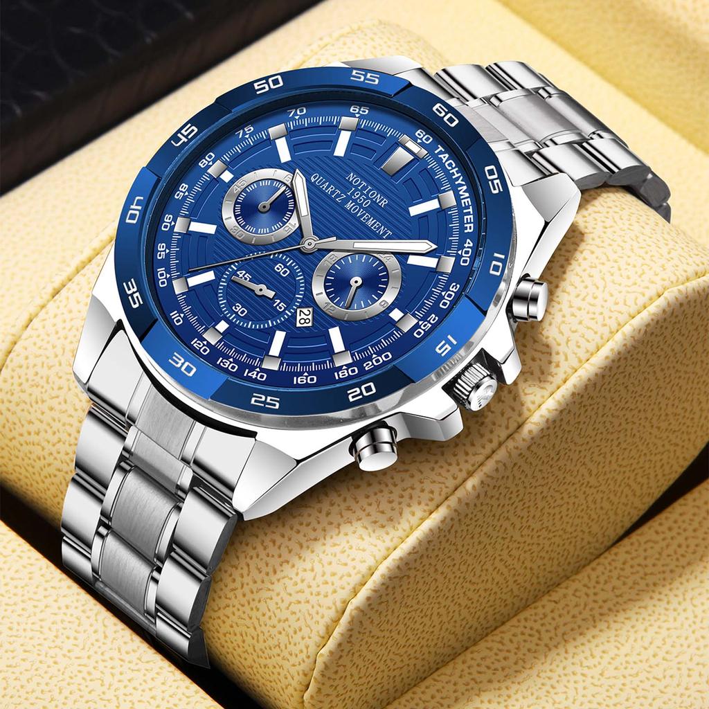 Fashion Business Men's Watch Stainless Steel Watch Men's Quartz Watch Luxury  Casual Watch Calendar Watch