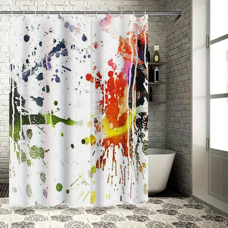 

Colorful Splash Shower Curtain White Backdrop with Paint Splatter Print for Bathroom Decor Size Customizable 90x180cm