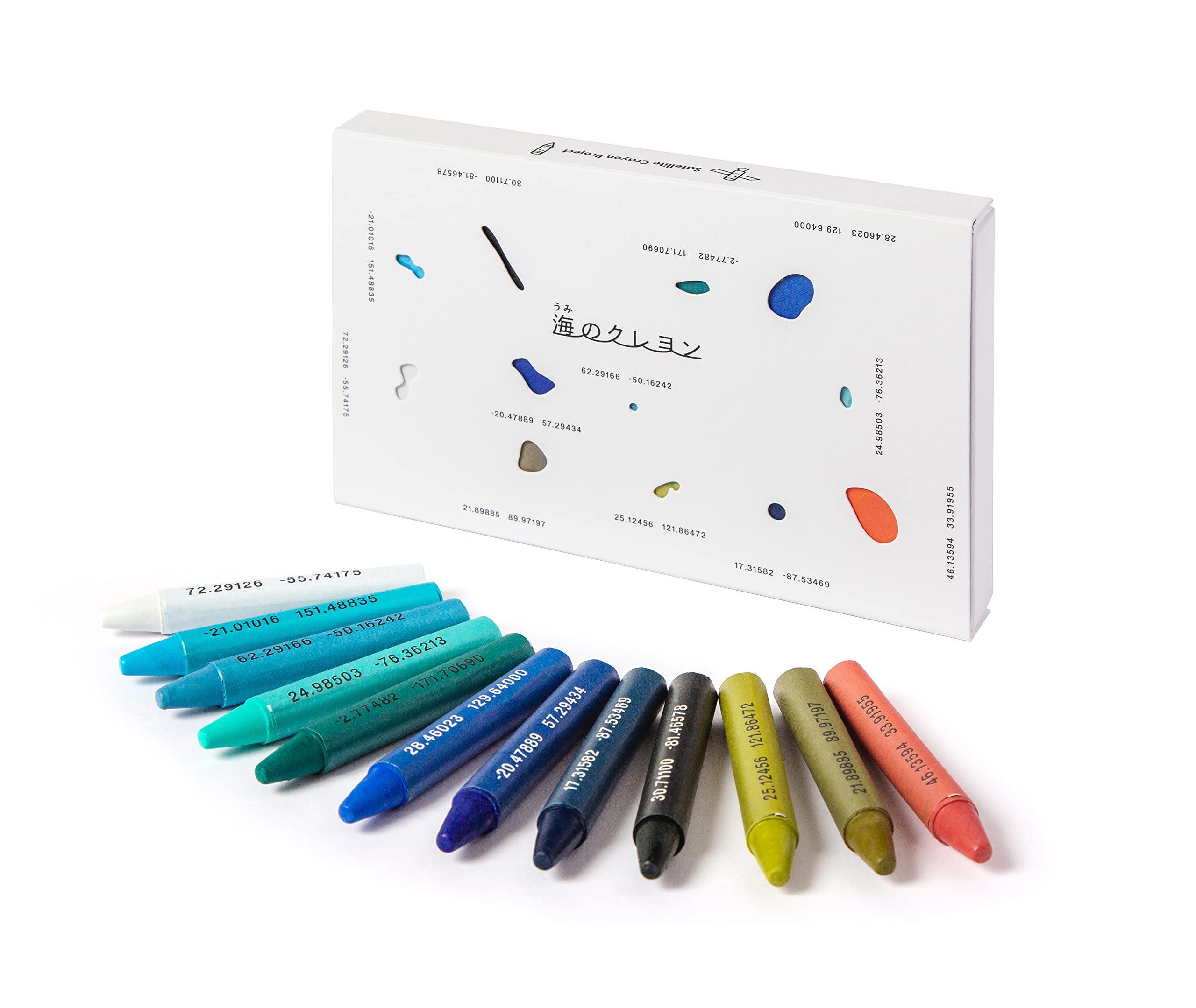 

Спутниковый карандашный проект Океанские карандаши 12 безымянных цветов, выбранных из спутниковых изображений мировых океанов