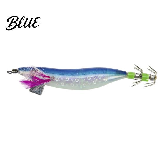 Cuttlefish Sleeve Bait 5Pcs Luminous Squid Jig Hook Kit, Saltwater Glow Fishing Jigs, In The Dark Lure Shrimp with Feather, Outdoor Tackle Bionic
