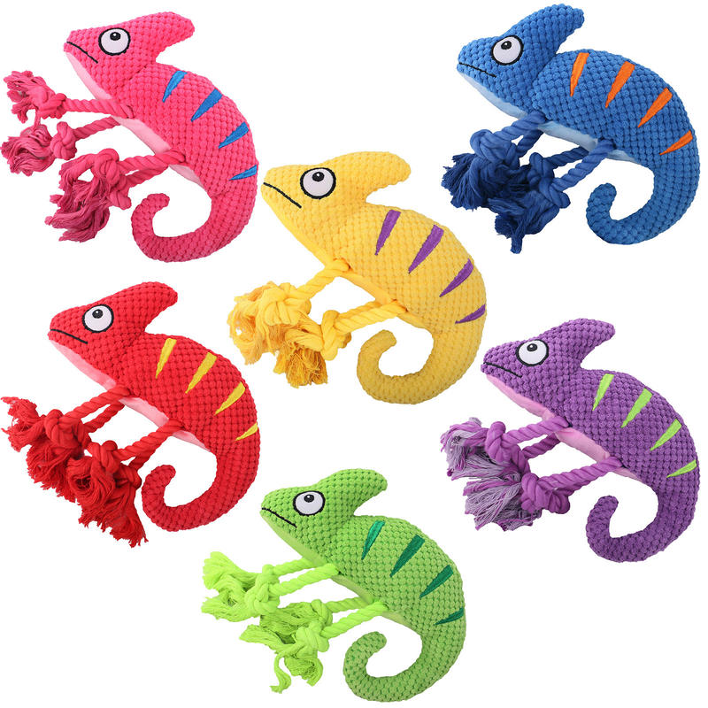 Factory Dog Interactive Plush Squeaky Cute Cartoon Lizard Shaped Puppy Chew Toys жёлтый