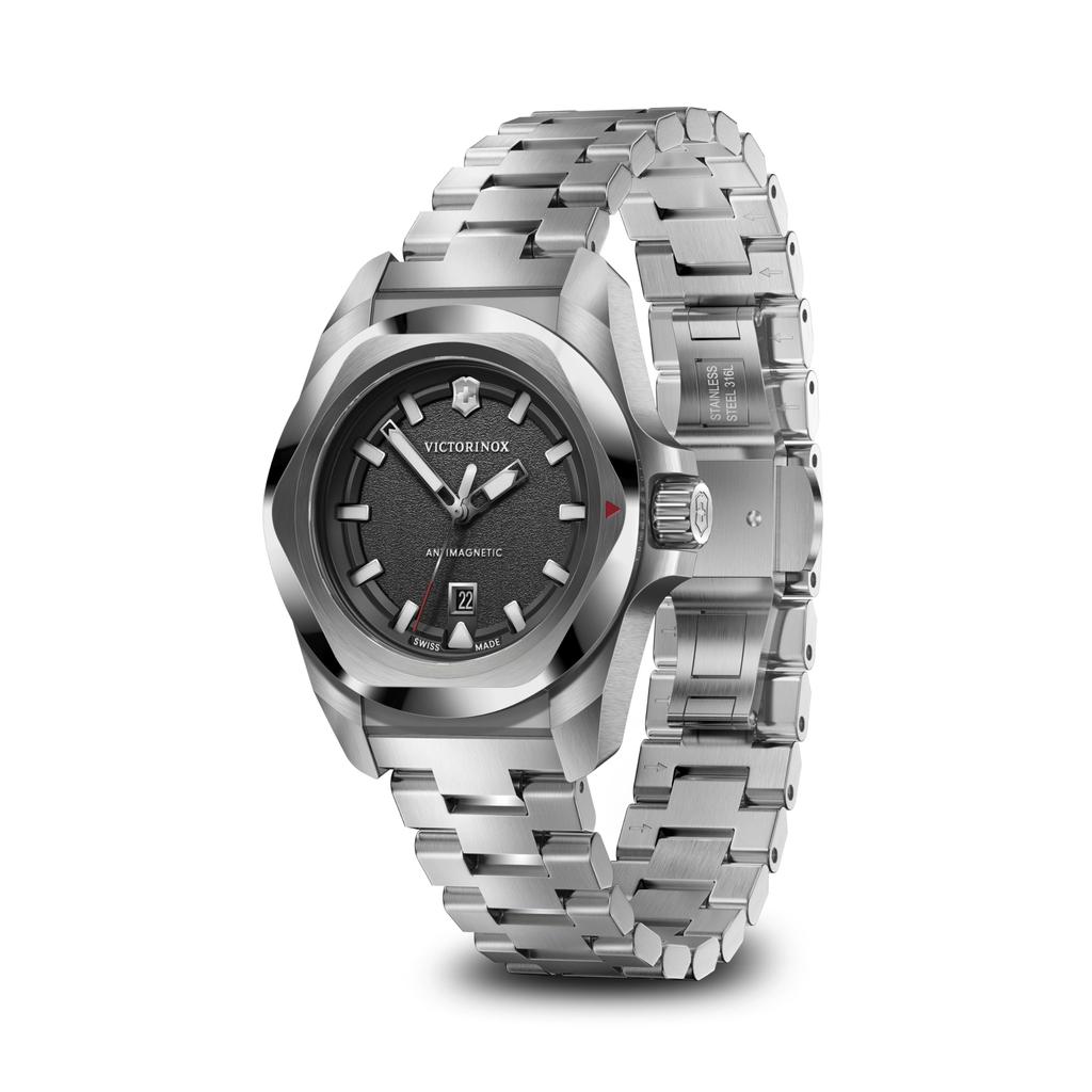 VICTORINOX Small Analog Black Stainless Steel Stainless Steel Case Interchangeable Quartz Gift 242036 I.N.O.X. Watch, Waterproof, Dial, Bracelet,