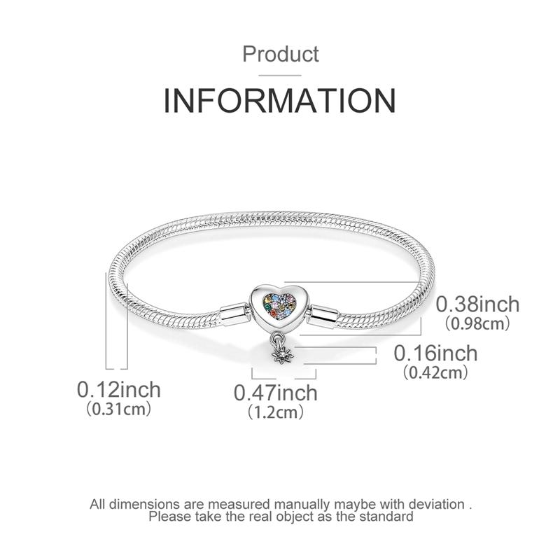 Bracelet 925 Silver Bracelet 17-20CM Love Heart Zircon Original Bracelets Fit Charms Bracelets Jewelry Gifts
