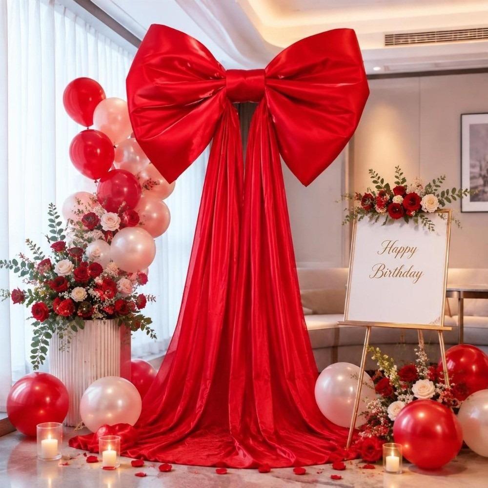 Elegant Large Christmas Bow Ribbon Christmas Wreaths Bow Creative Tree Bow with Long Tails Wedding