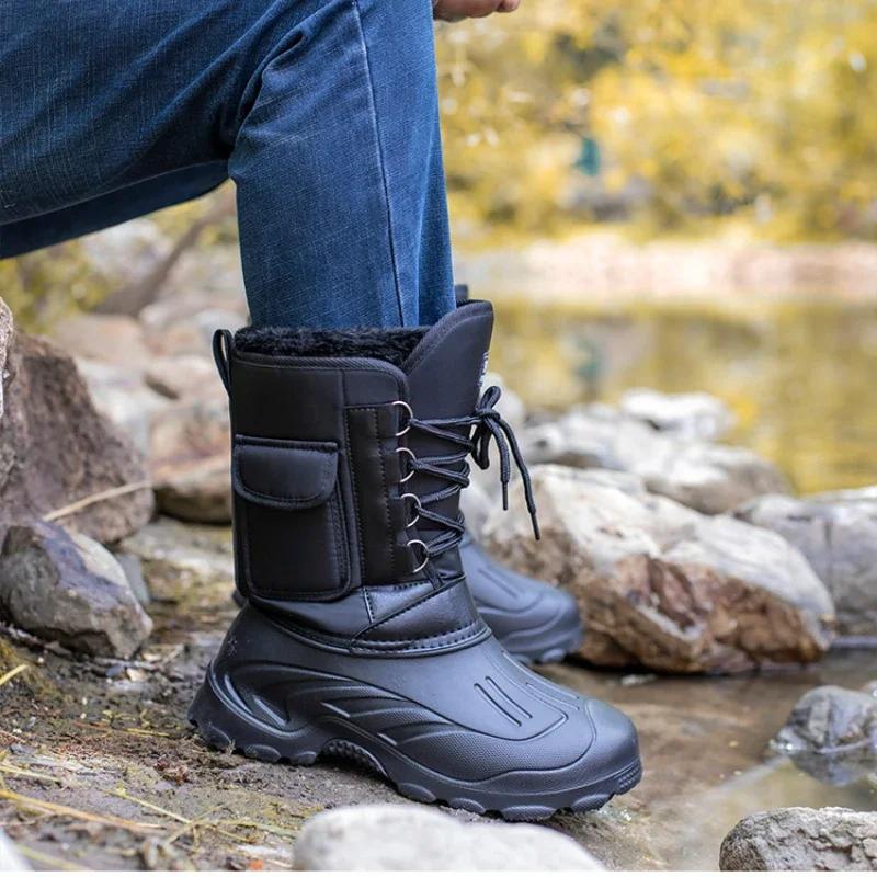 Outdoor Sports Men Boots Winter Waterproof Shoes for Men Light Rain Boots Fur Fishing Boots Winter Snow Boot New Male Footwear
