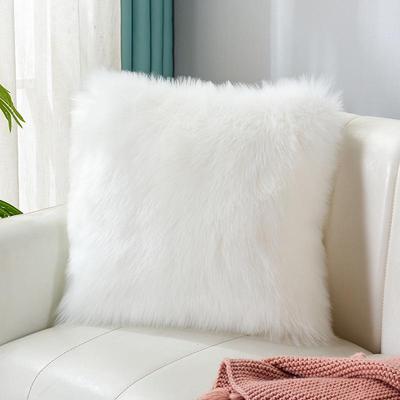 Europäischer Stil Plüsch-Kissenbezug aus Kunstwolle für Sofa, Bett oder Auto - Niedriges Lendenkissen für Mädchen