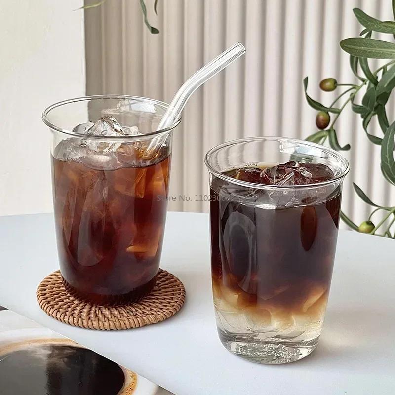 1pc Transparent Vertical Coffee Cup Cocktail Glass Granules Phnom Penh Glass Glass Juice Cup Coffee Whisky Cup.