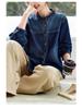 Women's Long Sleeve Retro Blue Denim Shirt Jacket with Ruffled Collar - 2026 Spring Arrival
