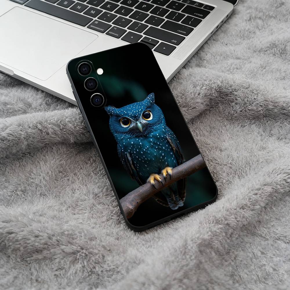Cute owl pattern  Soft Silicone phone Case for Samsung Galaxy A73/A71/A72/A70/A53/A52/A51 - Black Samsung a30 a20