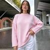 European and American Foreign Trade Simple Loose Large Size Sweater Women's Autumn and Winter New Lazy Style Versatile Casual Knitted Sweater Thick Co