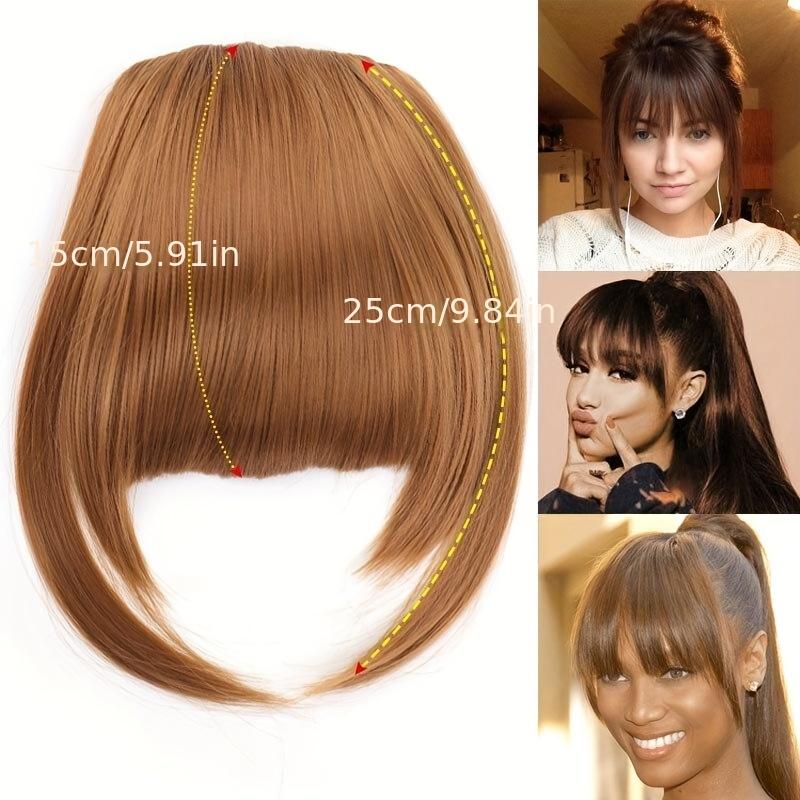 Synthetic Short Front Neat Bangs Blunt Fringe Clip In Bangs Extensions Black Blodne Hair Fake False Hairpiece For Women Heat Resistant
