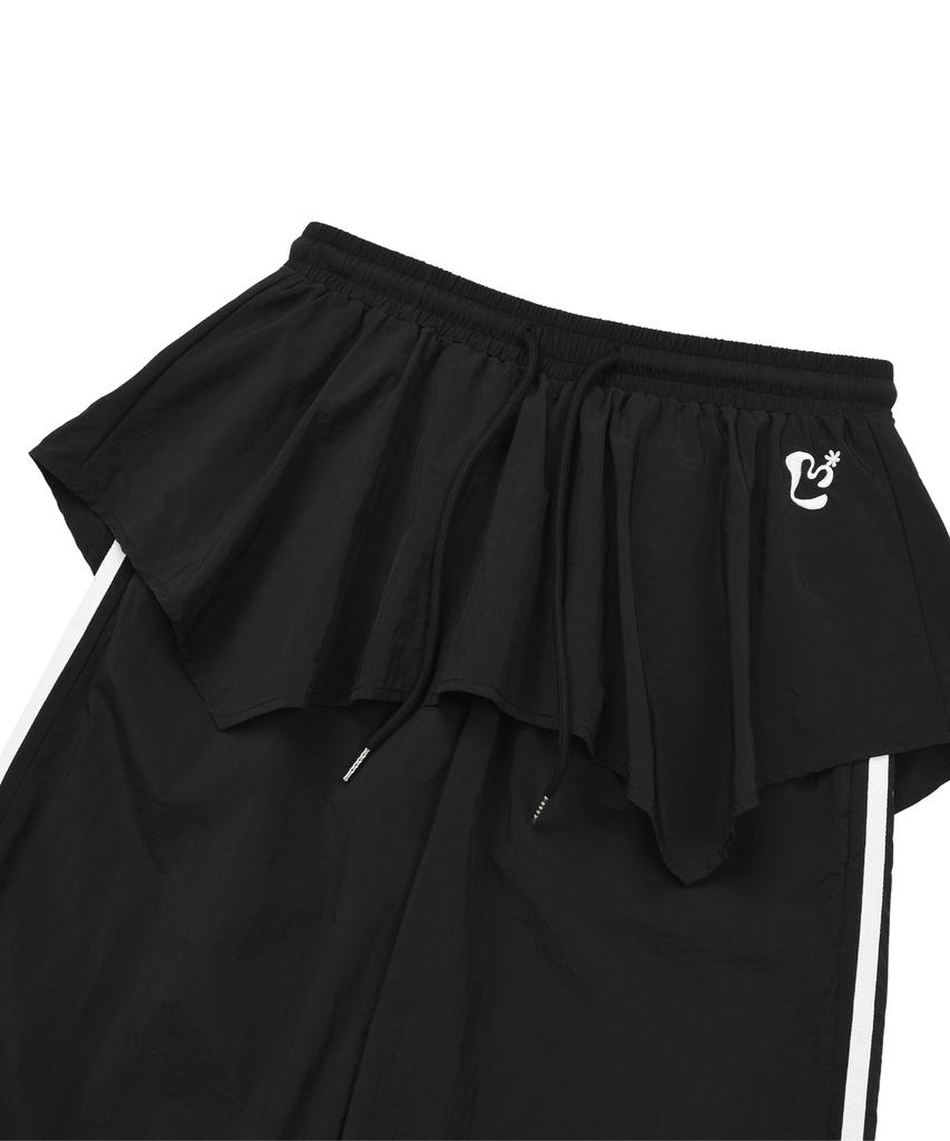Lmr Layered Track Nylon Skirt Pants Black