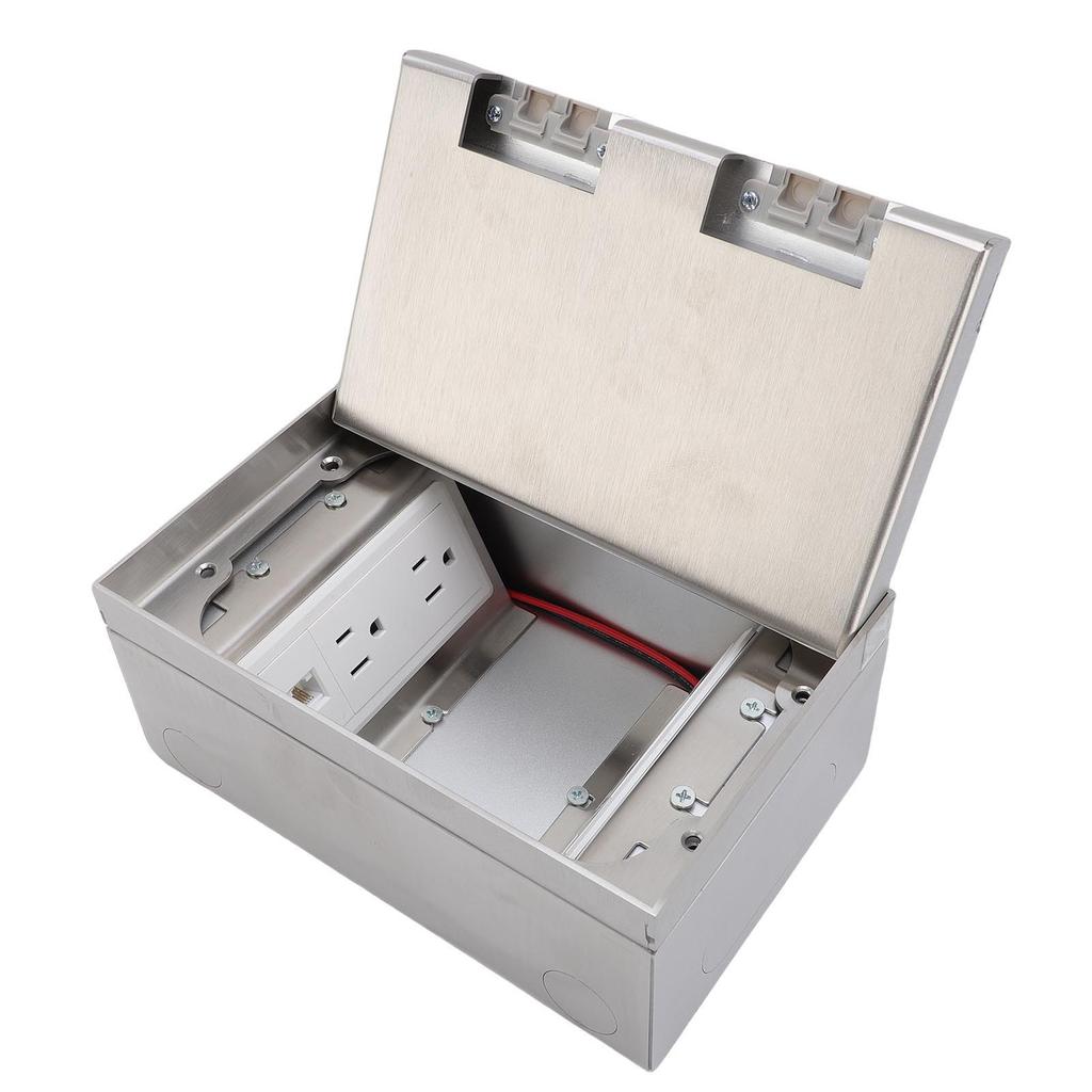 Einbau-Bodensteckdosen-Set Flache Verdeckte Duplex 4 X 3-polige Steckdose USB A Netzwerkanschluss Steckdose Wasserdicht