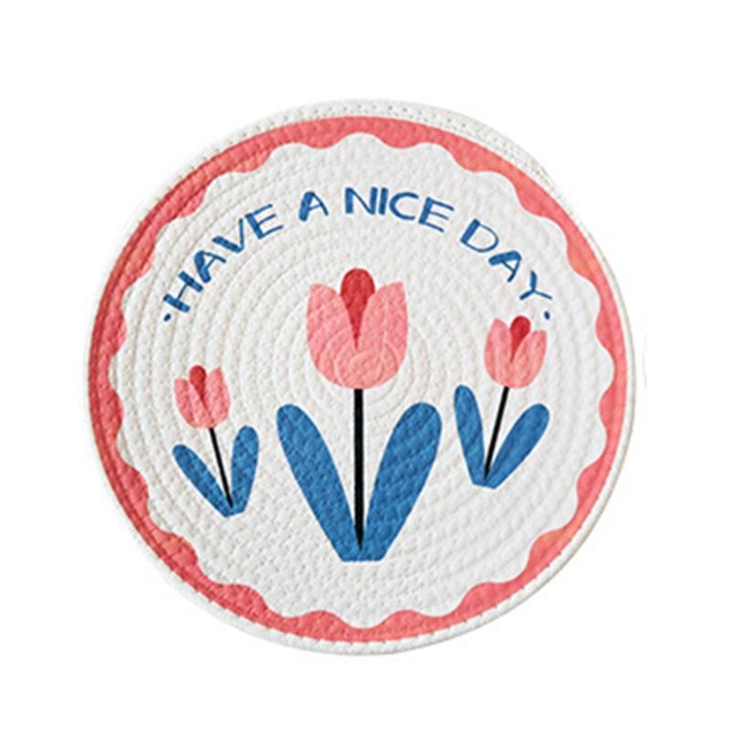 

Tulips Flower Mats Cotton Rope Heat Insulated Placemats Party Essential Table Pad 12