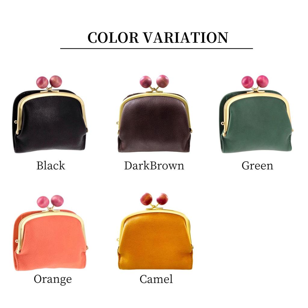 Genuine Leather Clasp Purse Bifold Made In Wooden Bead Clasp Cbr0003 Wallet, Japan, Women's, Purse, Compact, Bifold, (dark Brown)