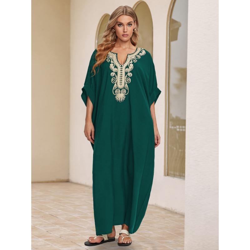 Embroidered Loose Women's Long Dress, Beach Dress, Sun Protection Cover Shirt