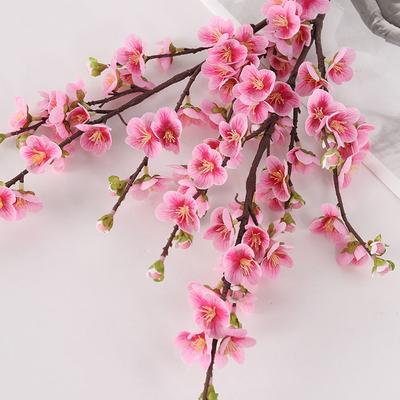 78cm Artificial Peach Blossom Branches Plastic Elegant Silk Cherry Blossom Handmade Real Touch Fake Flower Living Room Desktop