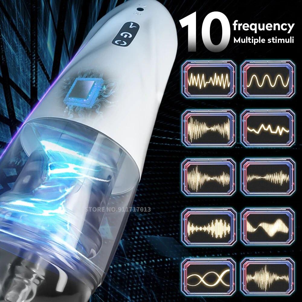 Automatic Male Silicone Vagina Rotation Masturbator Cup Real Pussy Blowjob Pocket Adult for Men Mastubation Sex Machines Toy