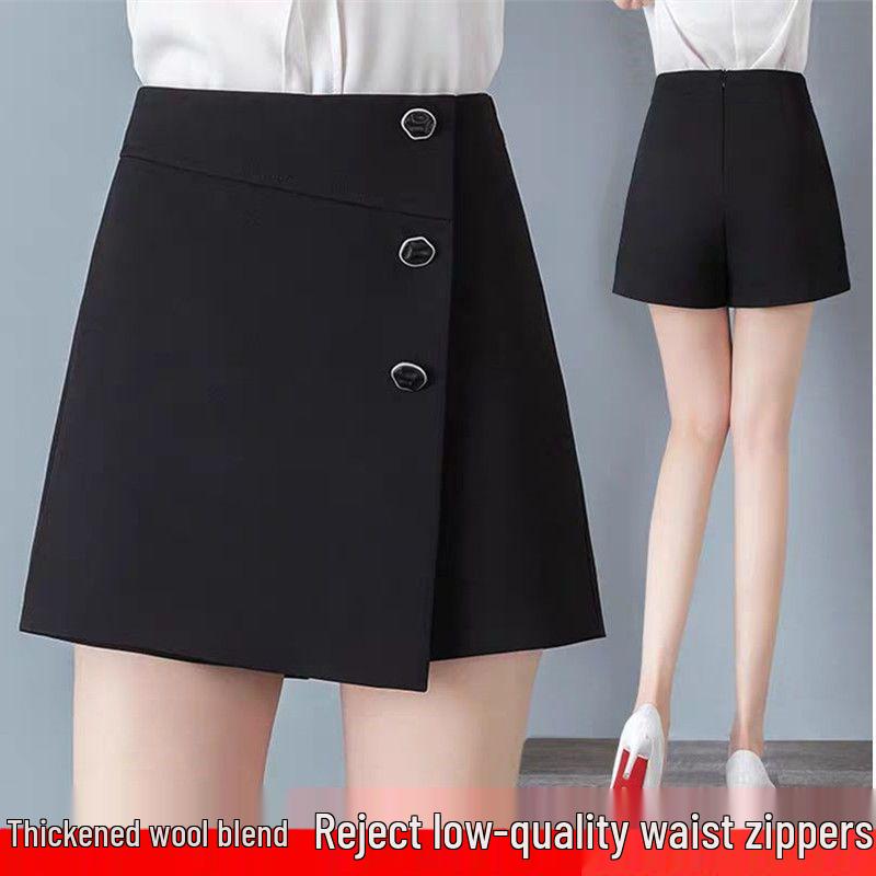 

2026 Fall/Winter Women s High Waist Wool Shorts: Korean Style, Loose Fit, Slimming, Wide-Leg, Versatile, Trendy 3XL (132-140 Jin, 32-inch waist)