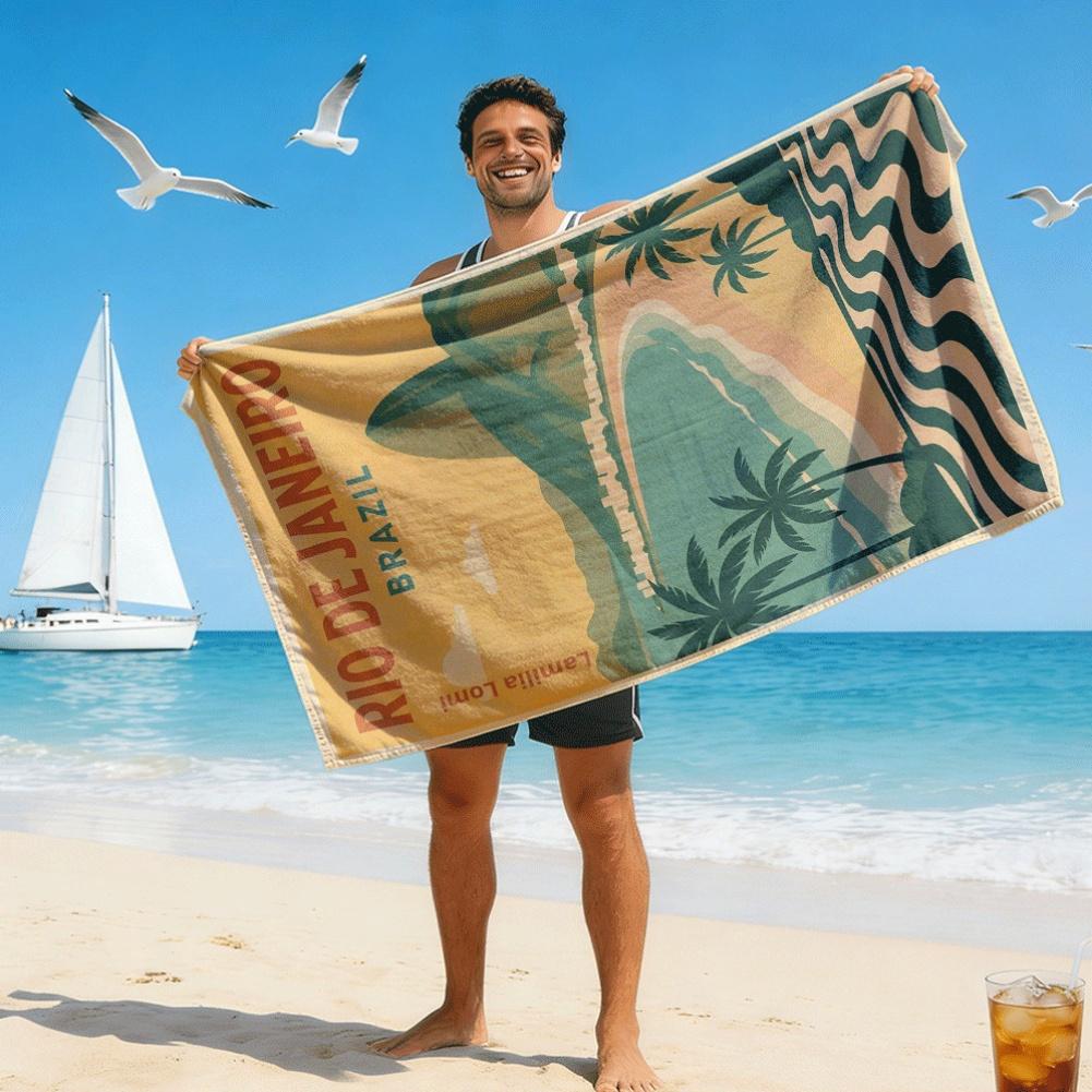 1PC Rio De Janeiro Brazil Beach Charm Bath Towel for Swimming Camping Travel