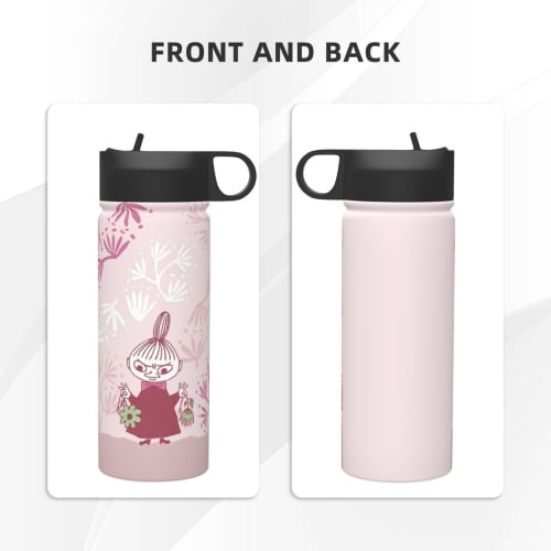 Moomin Vacuum Insulated Portable Mug, 500ml-600ml Stainless Steel Water Bottle for Car Use, Direct Drinking, Keeps Hot or Cold, Coffee Cup with Lid, P