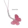 Y2k Girl Heart Butterflies Tassels Pendant Crystal Acrylic Bead Keychain Sweet Car Bag Accessory Phone Shell Pendant