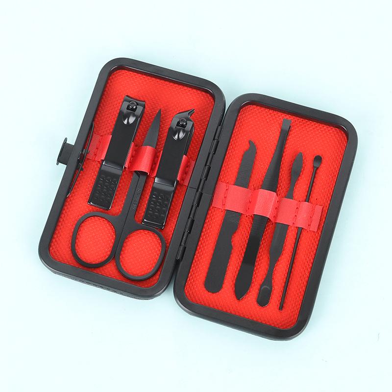 24-Piece Black & Red Manicure Set: Complete Nail Clipper and Beauty Tools Kit