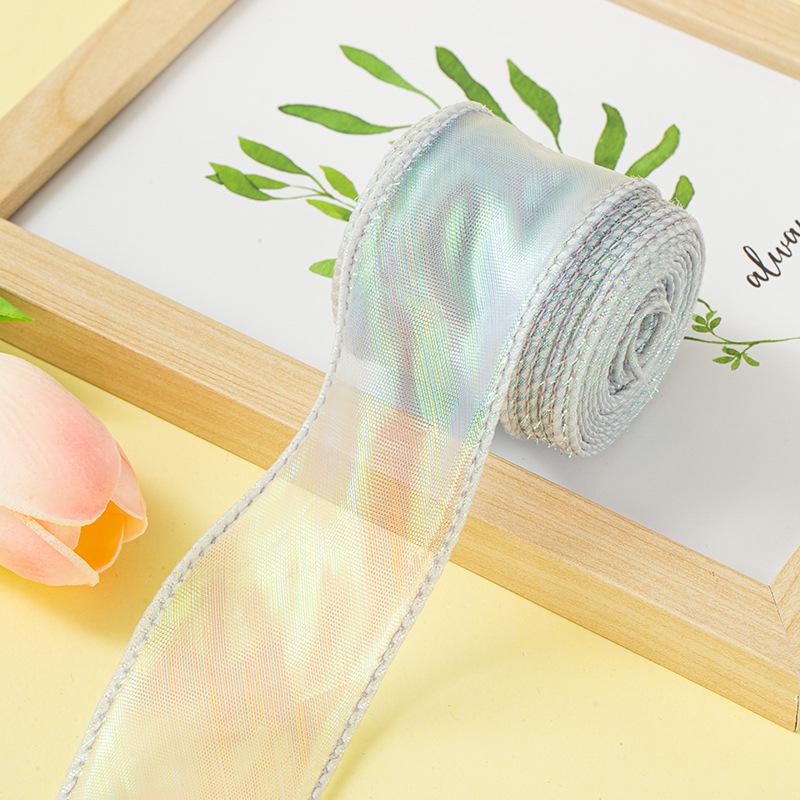 4cm x 10 Yards Iridescent Fishtail Yarn Ribbon, Polyester Lace Tulle for Floral Art & Baking.