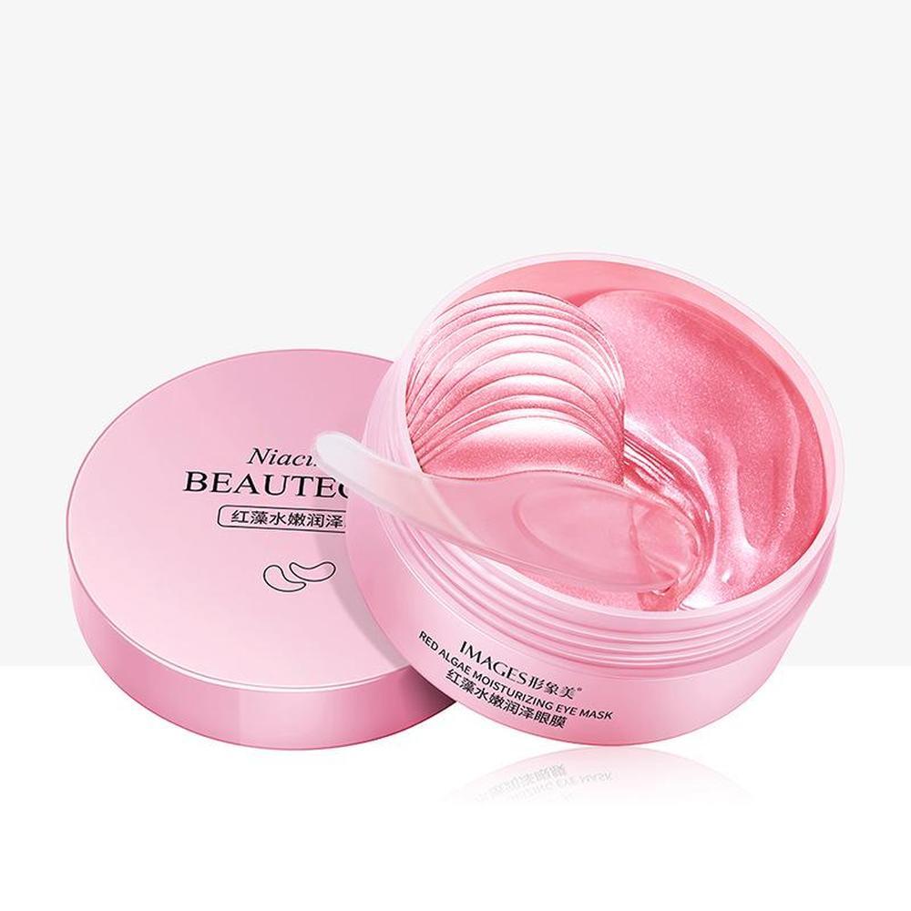 Images 60PCS Red Algae Collagen Gel Eye Mask Moisturizing Eye Mask Sleep Eye Care Remove Wrinkles
